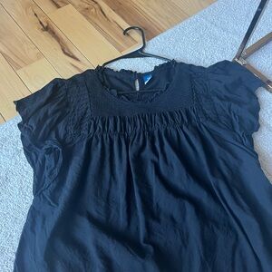 Old Navy Black Flutter Sleeve Smocked Blouse